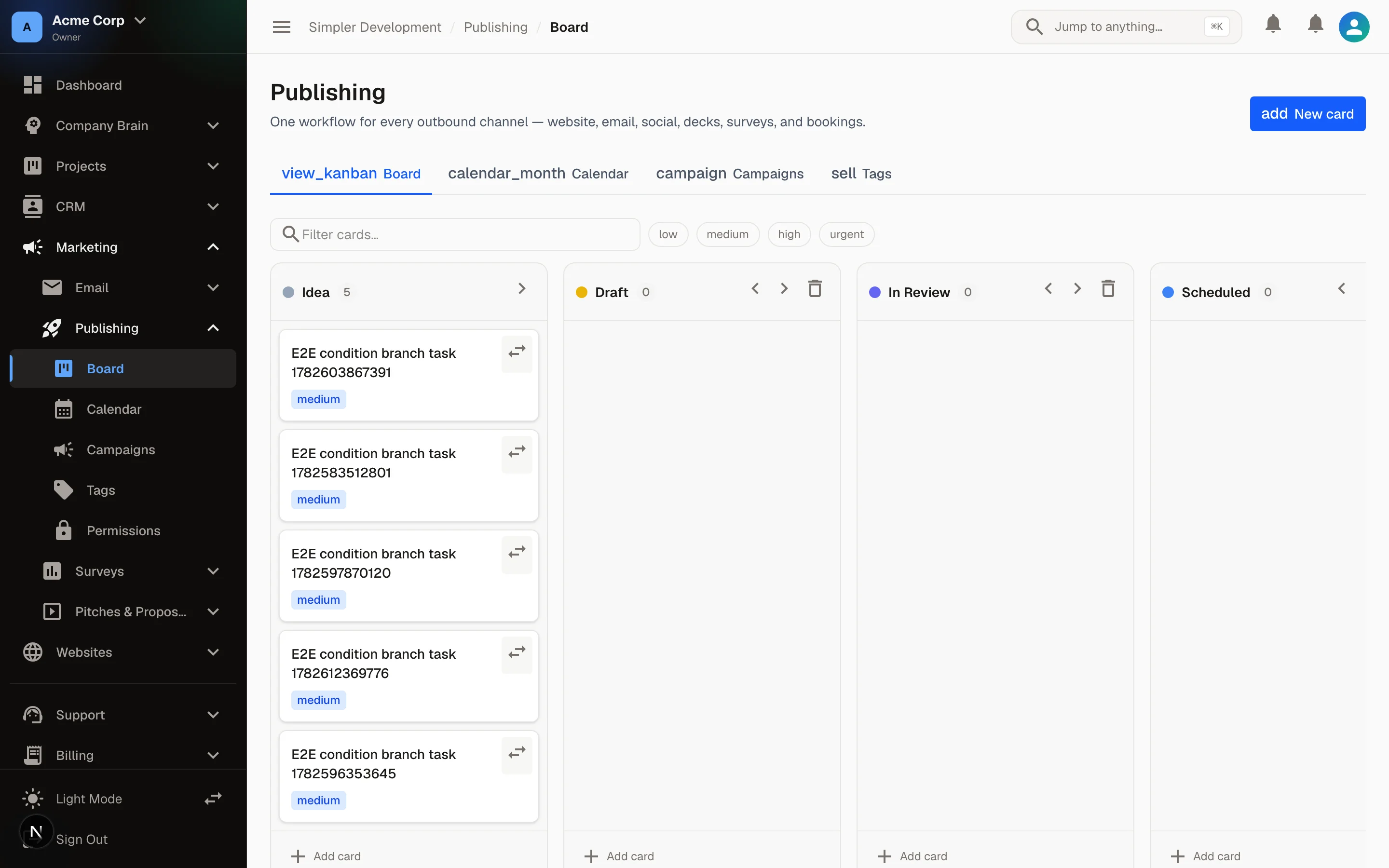 Publishing & Editorial Calendar — Board